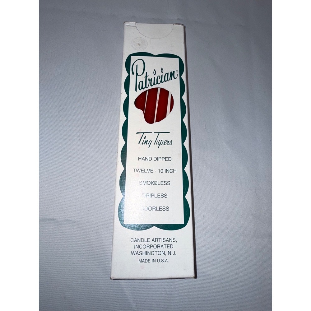 Patrician Tiny Tapers Red Hand Dipped Candles 10 Inch Smokeless Dripless Set 10